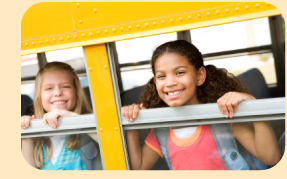 Photo: Children on schoolbus><br?<br clear=