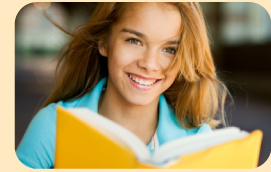 Photo: Middle school girl reading><br?<br clear=